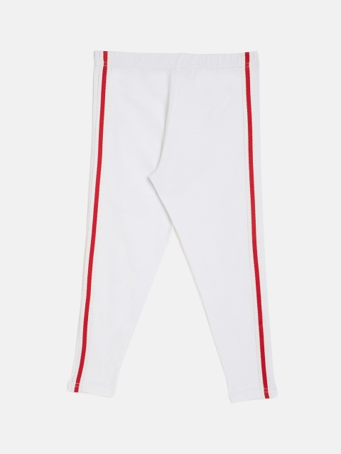 

ALIZA Girls White Ankle-Length Leggings With Side Striped