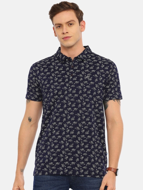 

Classic Polo Men Navy Blue Printed Polo Collar T-shirt