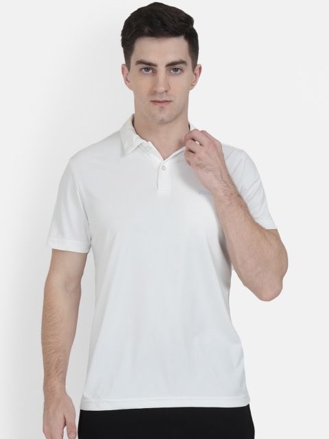 

VEGA Men White Solid Polo Collar Dryfit T-shirt