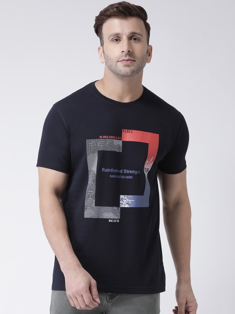 

COBB Men Navy Blue Printed Round Neck T-shirt