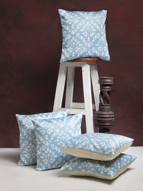 

HOSTA HOMES Blue & White Set of 5 Floral Square Cushion Covers