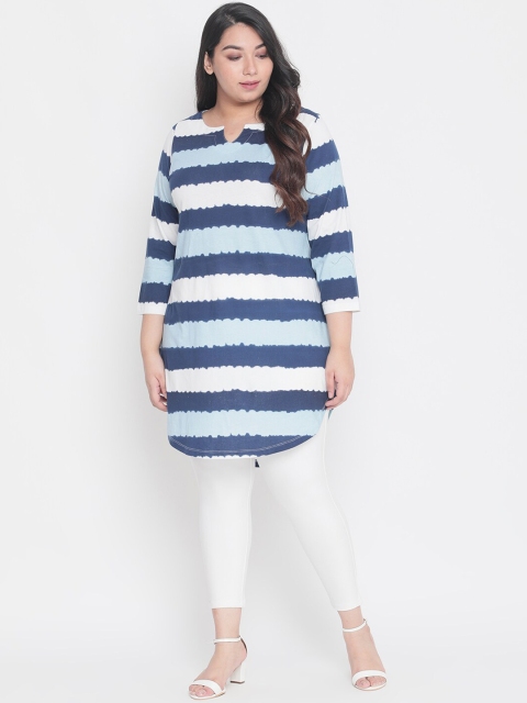 

Amydus Women's Blue & Off-White Striped Tunic