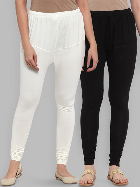 

Jompers Women Pack Of 2 Solid Churidar-Length Leggings, Black