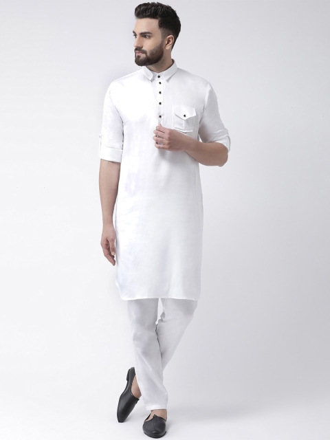 

I Know Men White Solid Straight Kurta