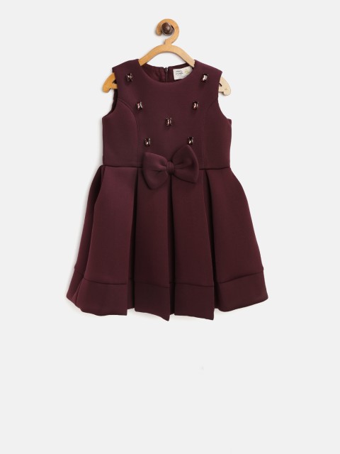 

Cherry Crumble Girls Burgundy Embellished Fit and Flare Dress