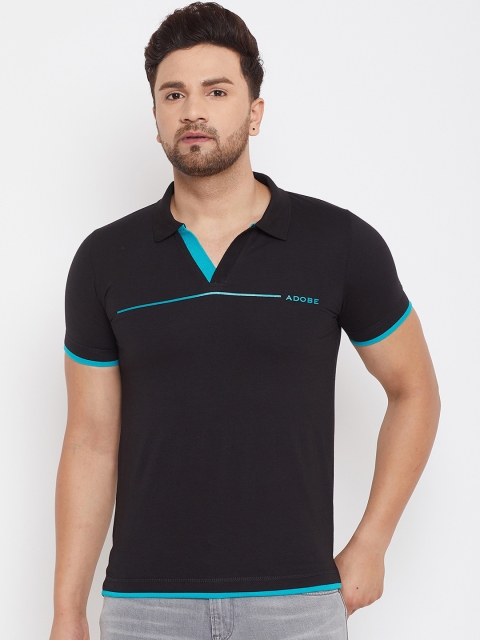 

Adobe Men Black Solid Polo Collar T-shirt