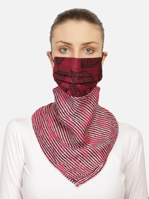 

Anekaant Women Striped 3-Ply Anti-Pollution Reusable Scarf Style Mask, Pink