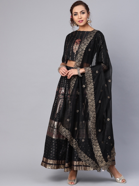 

Juniper Black & Gold Embroidered Dupatta