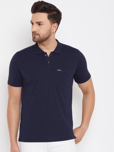 Adobe Men Navy Blue Solid Polo Collar T-shirt
