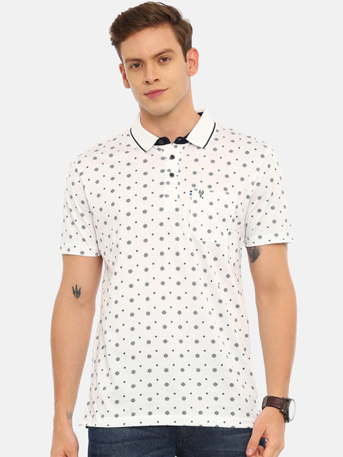 

Classic Polo Men White Printed Polo Collar T-shirt