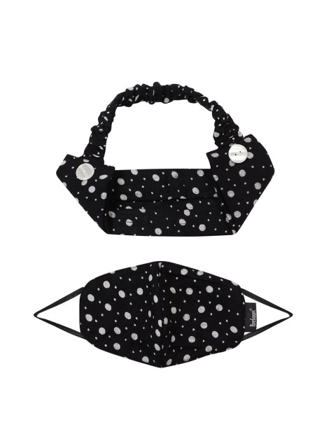 

Anekaant Women Black 3-Ply Reusable Cloth Masks With Hairband