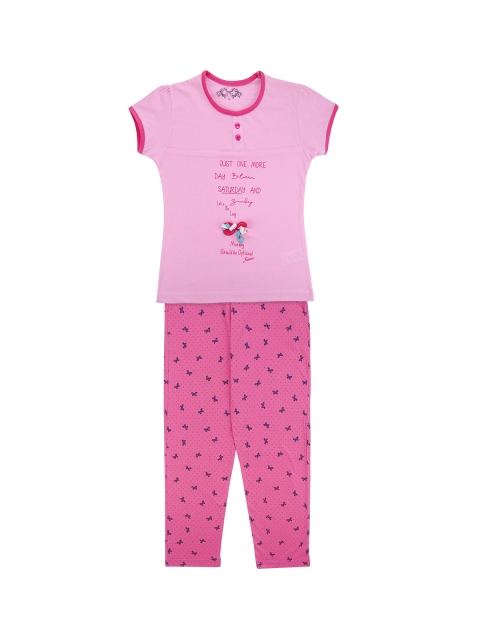 

FEMEA Girls Pink & Blue Printed Night Suit N-37B