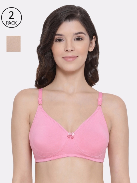 

LYRA Pack Of 2 Solid Non-Wired Non Padded Everyday Bras LYRA_BRA_513_SK_BPNK, Beige