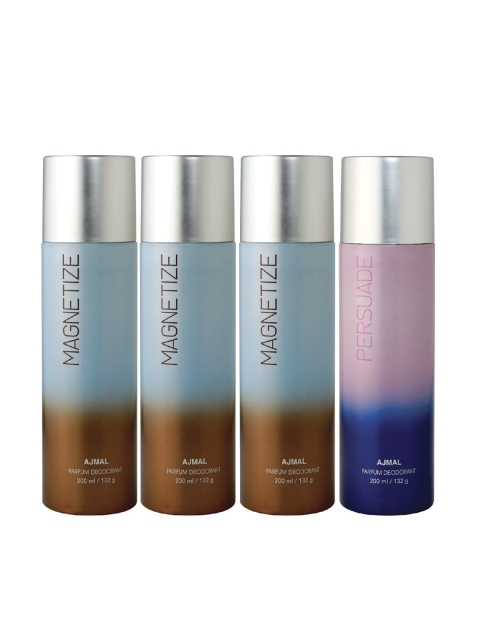 

Ajmal Unisex Pack of 4 Magnetize & Persuade Deodorant - 200 ml each, Multi