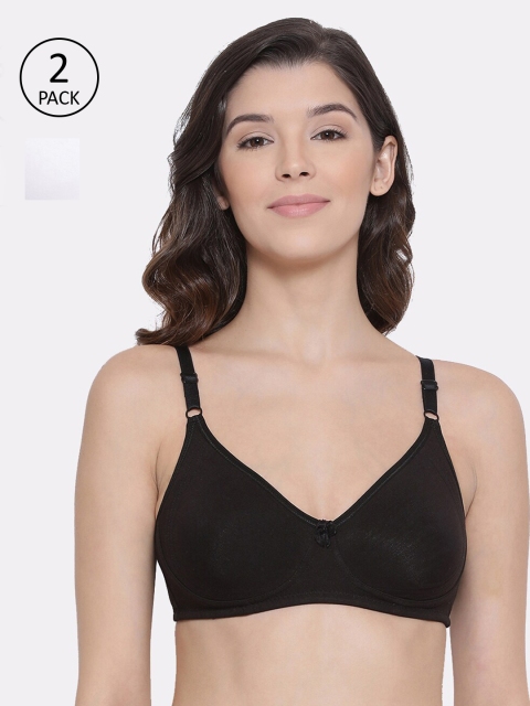 

LYRA Pack Of 2 Non-Wired Non Padded Everyday Bras LYRA_BRA_513_WH_BL, Black