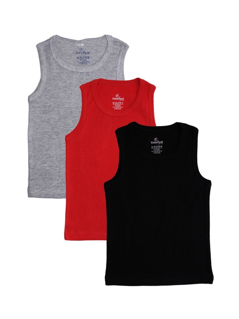 

KiddoPanti Boys Pack Of 3 Solid Rib Innerwear Vests AW20BVT001, Grey