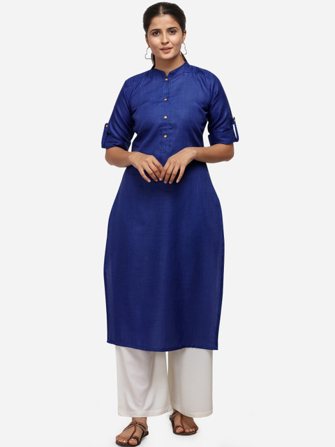 

Silk Bazar Women Blue Embroidered Kurta with Palazzos