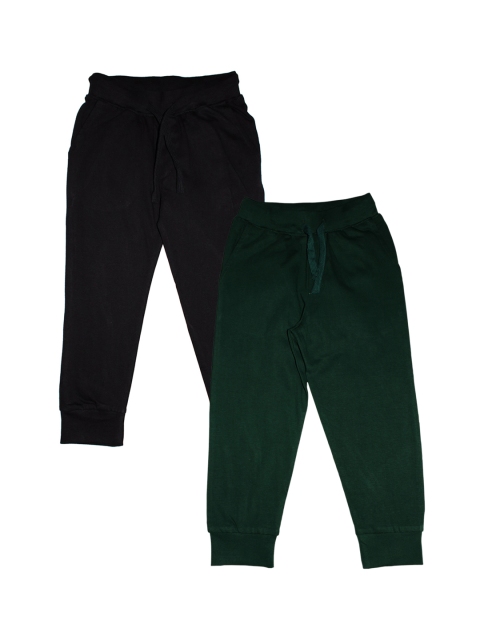 

KiddoPanti Boys Pack of 2 Solid Sporty Joggers, Black