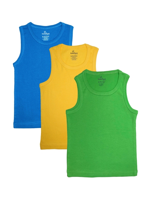 

KiddoPanti Boys Pack Of 3 Solid Rib Innerwear Vests AW20BVT001, Green