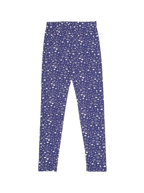 

POPPERS by Pantaloons Girls Navy Blue & White Printed Ankle-Length Leggings