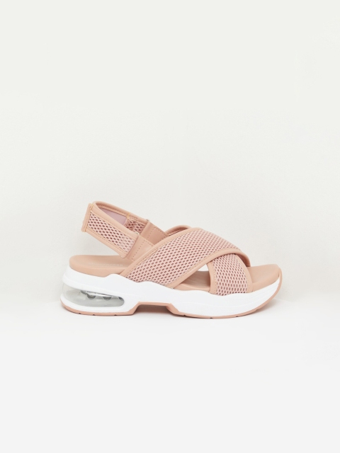 

shoexpress Women Pink Embellished Fabric Open Toe Flats