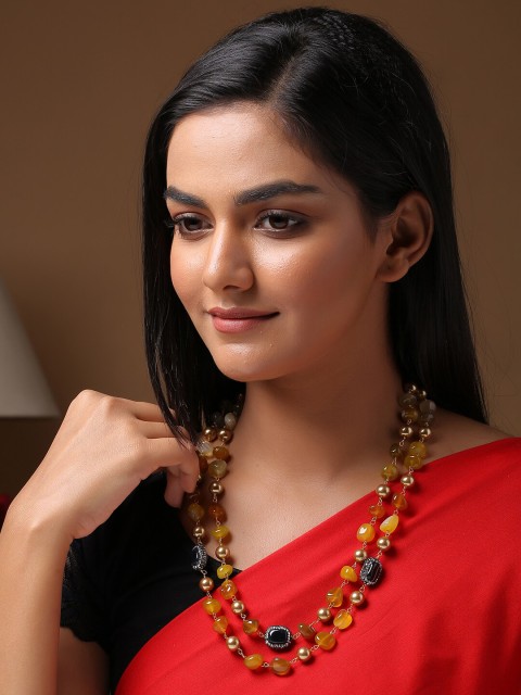 

Shoshaa Women Gold-Plated & Yellow Beaded Necklace