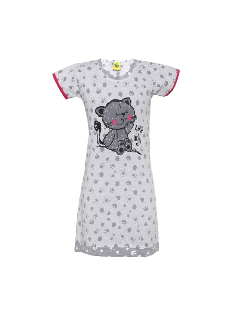 

Punkster Girls Grey & Black Printed Nightdress