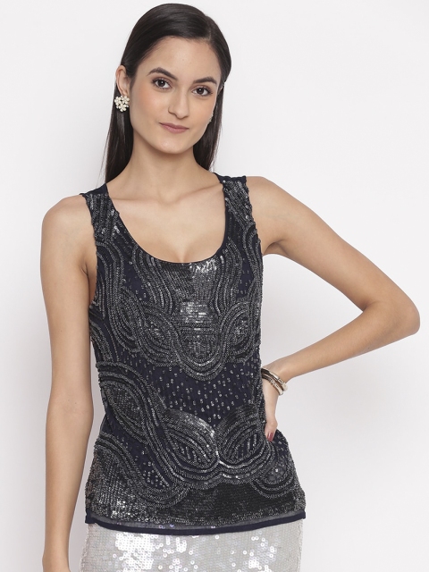 

TRENDY DIVVA Women Black Embellished Top