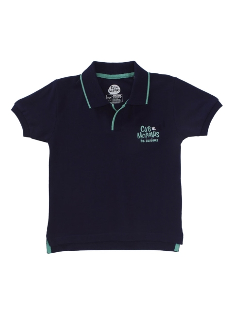 

Cub McPaws Boys Navy Blue Solid Polo Collar T-shirt
