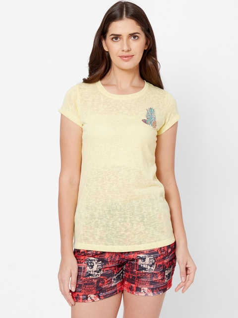 

Juliet Women Yellow Solid Lounge T-Shirt