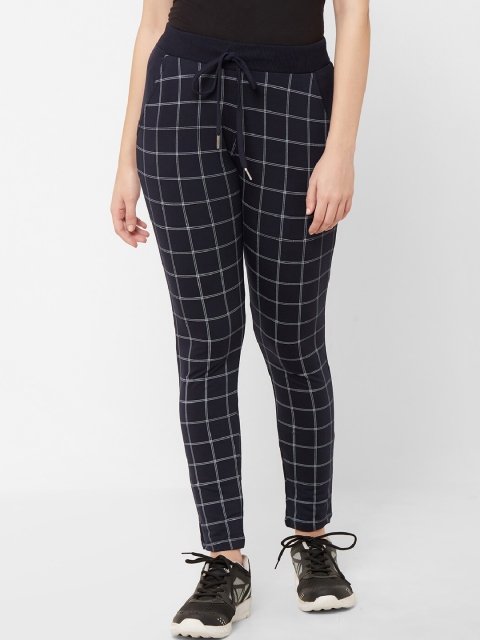 

Juliet Women Navy Blue & White Checked Sports Active Wear Track Pants