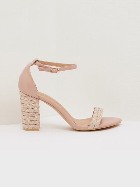 

shoexpress Women Pink & Beige Woven Design Heels