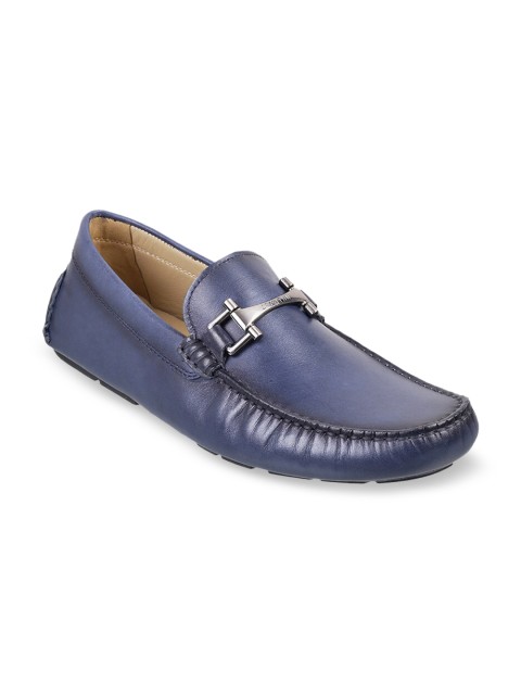 

J.FONTINI Men Blue Leather Driving Shoes