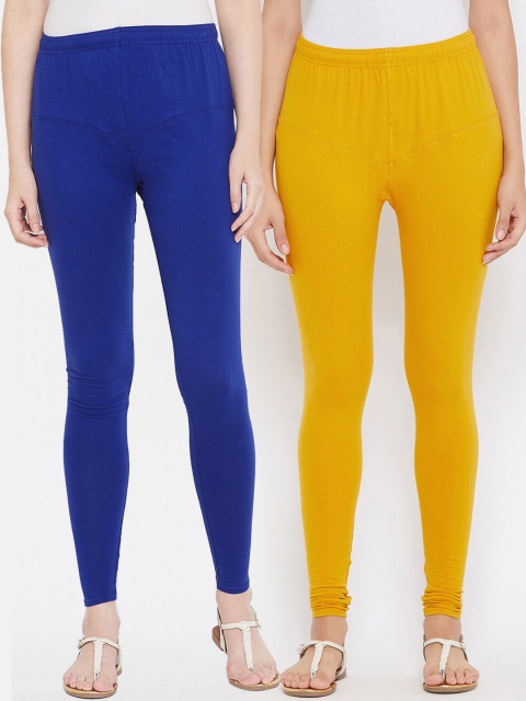 

Tulsattva Women Pack Of 2 Solid Leggings, Yellow