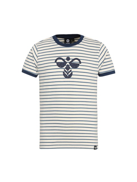 

hummel Kids Navy Blue & Pink Striped Round Neck T-shirt