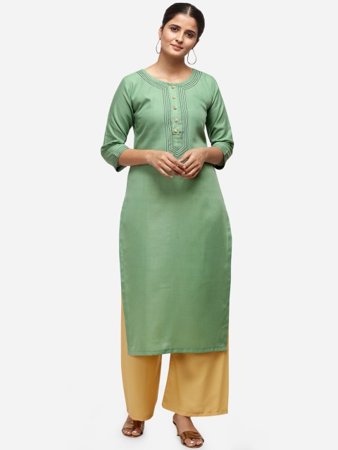 

Silk Bazar Women Green & Yellow Solid Kurta with Palazzos