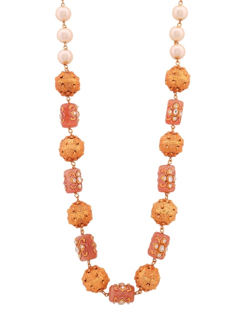 

Shoshaa Gold-Plated & Peach-Coloured Ethnic Statement Necklace