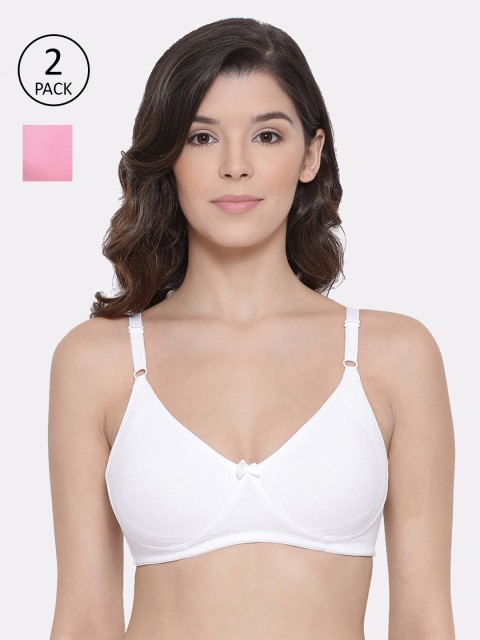 

LYRA Pack Of 2 Solid Non-Wired Non Padded Everyday Bras WH_BPNK, White