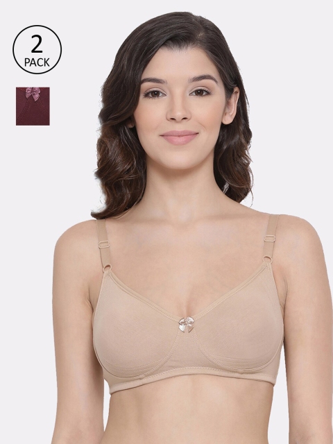 

LYRA Pack Of 2 Solid Non-Wired Non Padded Everyday Bra 513_SK_WN, Nude