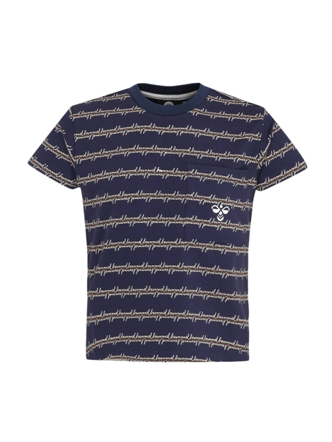 

hummel Kids Navy Blue & Brown Striped Round Neck T-shirt