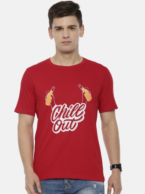

Bushirt Men Red Printed Round Neck T-shirt