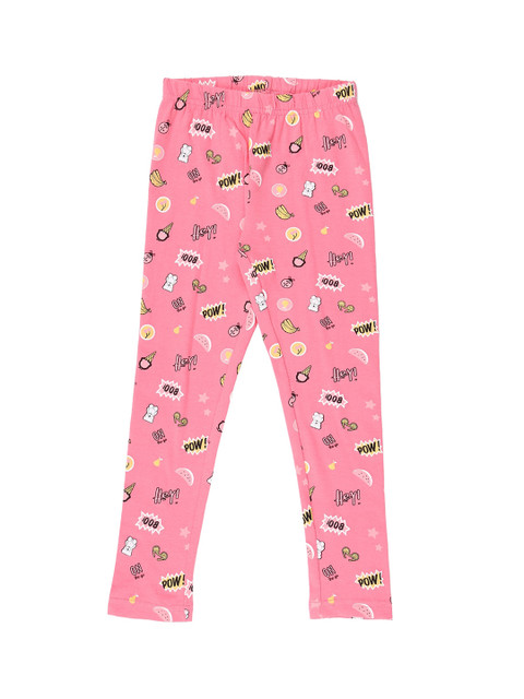 

CHALK by Pantaloons Girls Pink & Yellow Printed Ankle-Length Leggings
