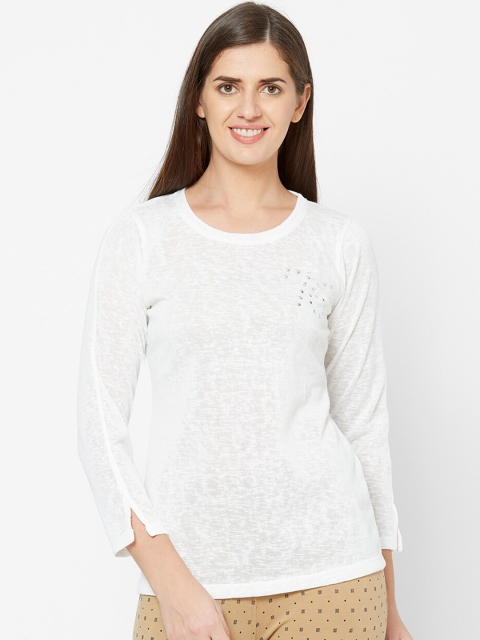 

Juliet Women White Solid Lounge T-Shirt