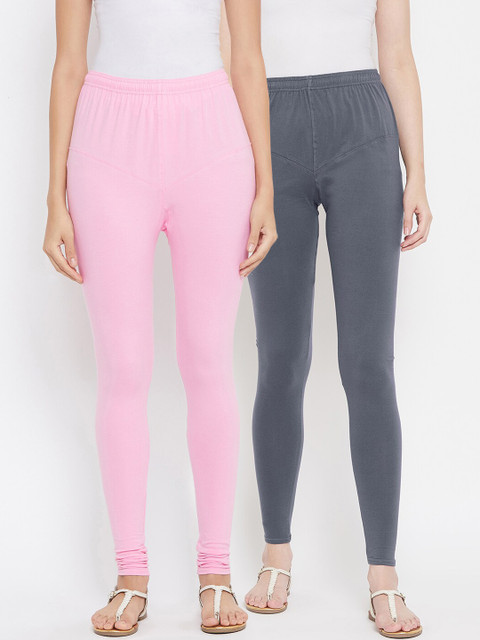 

Tulsattva Women Pack Of 2 Solid Leggings, Pink