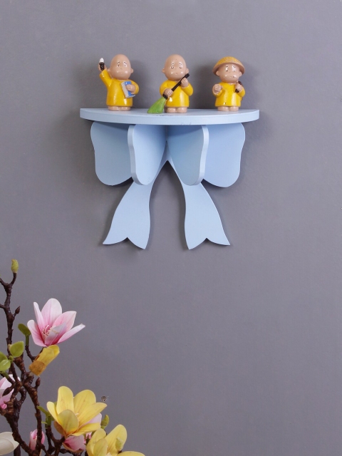 

WISHTANK Blue Ribbon Bow Shape MDF Basic Wall Shelf