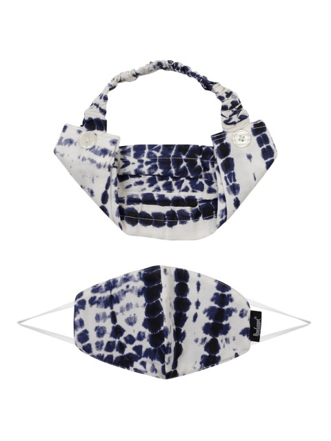 

Anekaant Women White Printed 3-Ply Anti-Pollution Reusable Cloth Mask With Head Band