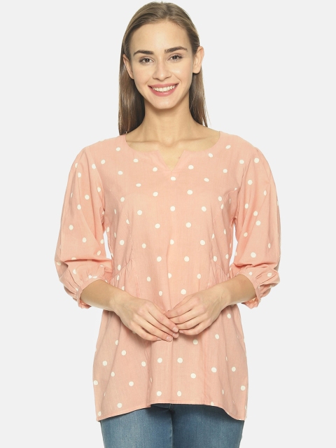 

NANGALIA RUCHIRA Women Peach-Coloured & White Printed Top