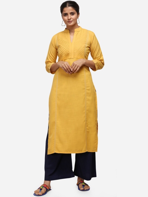 

Silk Bazar Women Yellow Solid Kurta with Palazzos