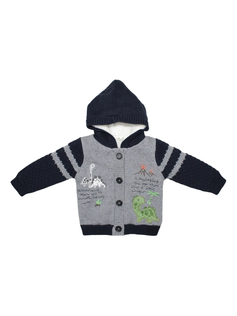 

Wildlinggs Unisex Kids Grey Printed Front-Open Hooded Sweater