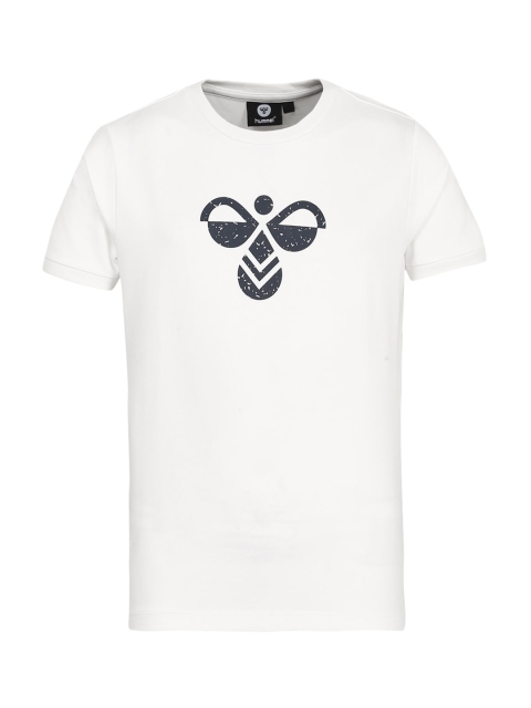 

hummel Kids White & Navy Blue Printed Round Neck T-shirt